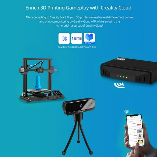 3D 3D Printer Monitor Smart Kit WiFi Box HD 1080P Real-Time Remote Control Time-lapse Photography for 3D Printing Cloud Slice Cloud Print with APP 8G TF Compatible with Most 3D Printers -