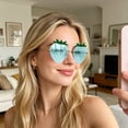 thumbnail image 4 of AJGRHE Strawberry Shape Sunglasses Retro Trendy Fun Sunglasses for Women Men Christmas Decorations Party Favor Mint Green, 4 of 4