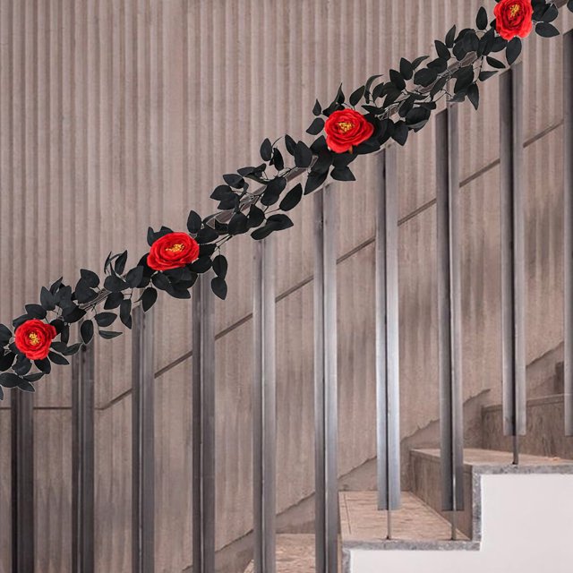 Hojas de Rosa Artificiales de Halloween - Enredadera de Ratán Sintético de Plástico Amarillo, 170 Cm de Largo, Decoración para Arreglos de Calabazas de Acción de Gracias y Decoración Del Hogar