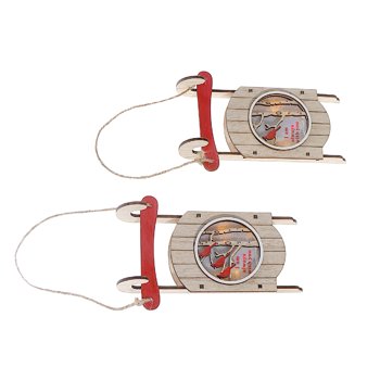 Traîneau En Bois À Led Avec Ornement Cardinal (Assortiment) - Lot De 6
