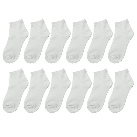 Falari - 12 Pairs Assorted Colors Women's Ankle Socks Size 9-11 White ...