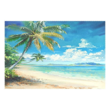 

Ryvnso 1 Piece Placemats Palm Tree Retro Summer Beach Dining Mats Heat-Resistant Non-Slip Washable Table Mat