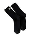 thumbnail image 2 of Tao Tao Ruffle Socks Women - Turn-Cuff Frilly Sock - Lightweight Cotton Socks Black Free Size, 2 of 3
