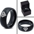 thumbnail image 4 of Tungsten Diamond Gemstone Adamantine Isometric Crystal Band Ring 8mm Men Women Comfort Fit Black Dome Polished, 4 of 4