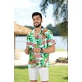 thumbnail image 2 of LA LEELA Men's Hawaiian Shirts Short Sleeve Button Down Shirt Mens Hawaii Shirts Boho Vacation Casual Summer Beach Shirts for Men Funny L Tropical Leaves, Autumn Green For Dad, 2 of 5