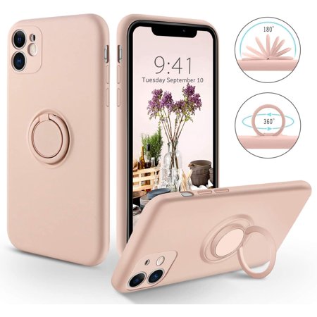 Iphone 11 Case Slim Silicone Kickstand With 360 Ring Holder Soft Rubber Bumper Hybrid Hard Drop Protection Shockproof Anti Scratch Non Slip Girls Women Phone Cover Support Car Mount Pink Walmart Canada