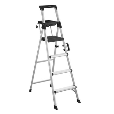 COSCO 6ft Signature Series Step Ladder, Type 1A, 300 lbs. Load Capacity (Aluminum/Black)