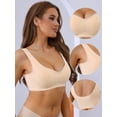 thumbnail image 3 of Unique Bargains Women's V-Neck Contrast Trim Pullover Wireless Bras S Beige, 3 of 6