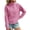 Pink, variant on Spring Fall Long Sleeve Women Solid Ribbed Henley Casual Crop Sweatshirt