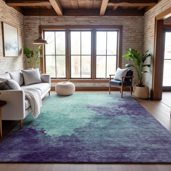 Addison Rugs Mayfield Premium Machine Washable Transitional Watercolors Seafoam Rectangle Rug, 9' x 12'