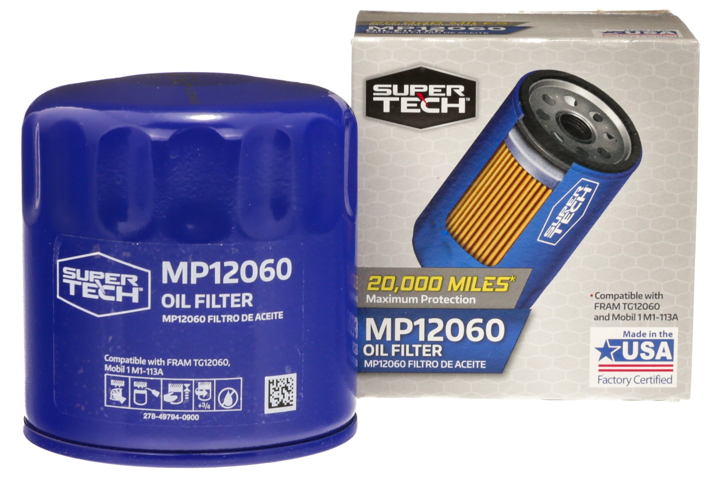 SuperTech Maximum Performance 20,000 mile Replacement Synthetic Oil Filter, MP12060, for Select Buick, Cadillac, Chevrolet, and GMC