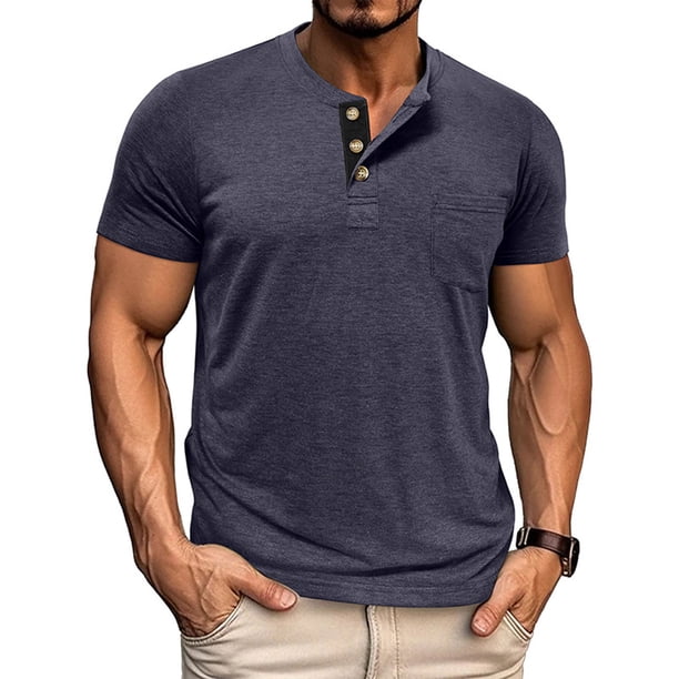 Tops para hombre, blusas y camisas de manga corta y cuello redondo para hombre, color liso, cálidos y ajustados, cuello semialto, manga larga, base deportiva y fitness, top de poliéster para hombre.
