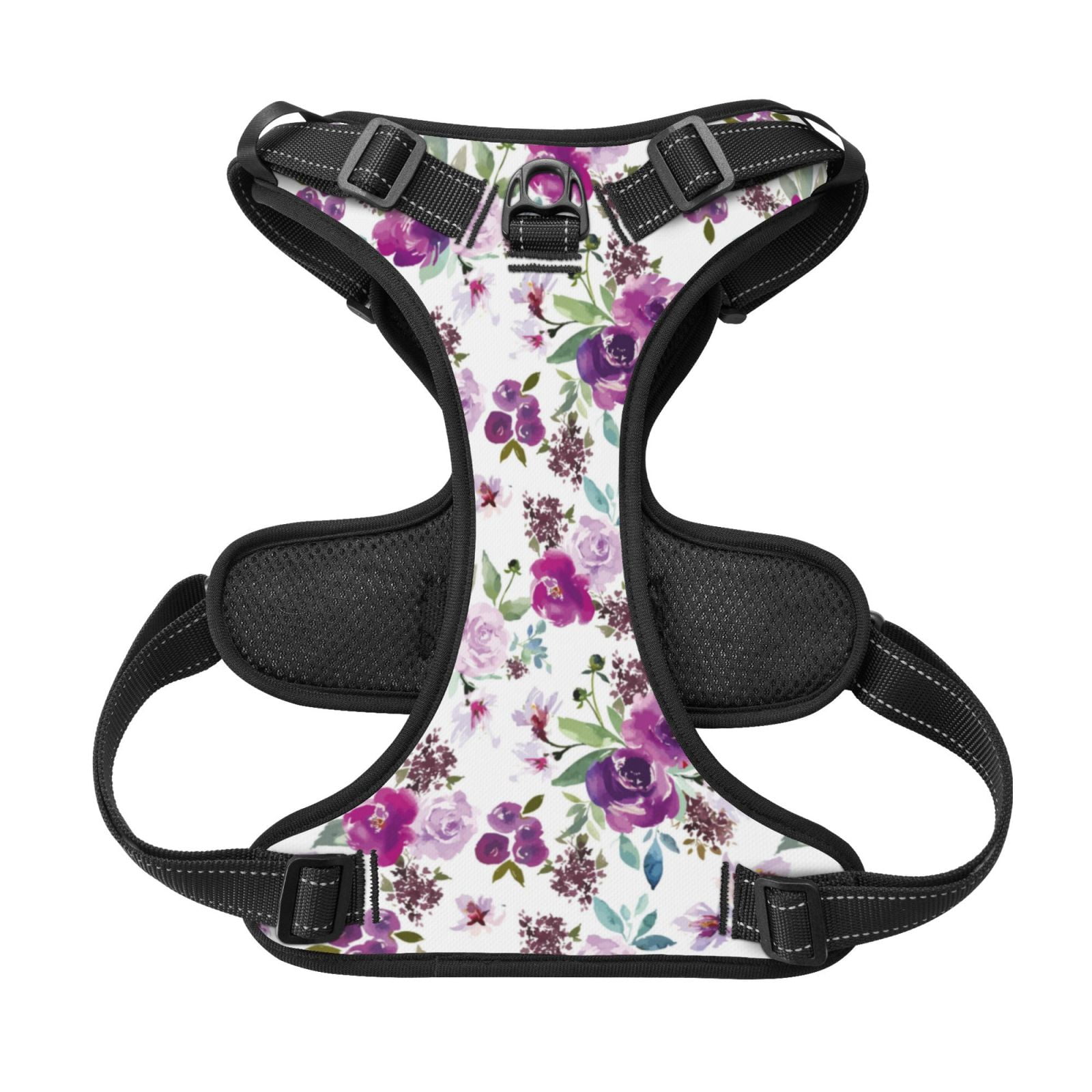 Kdxio Violets Flowers Print No Pull Dog Harness Adjustable Reflective Oxford Easy Control Medium Large Dog Harness for Training and Everyday-Small