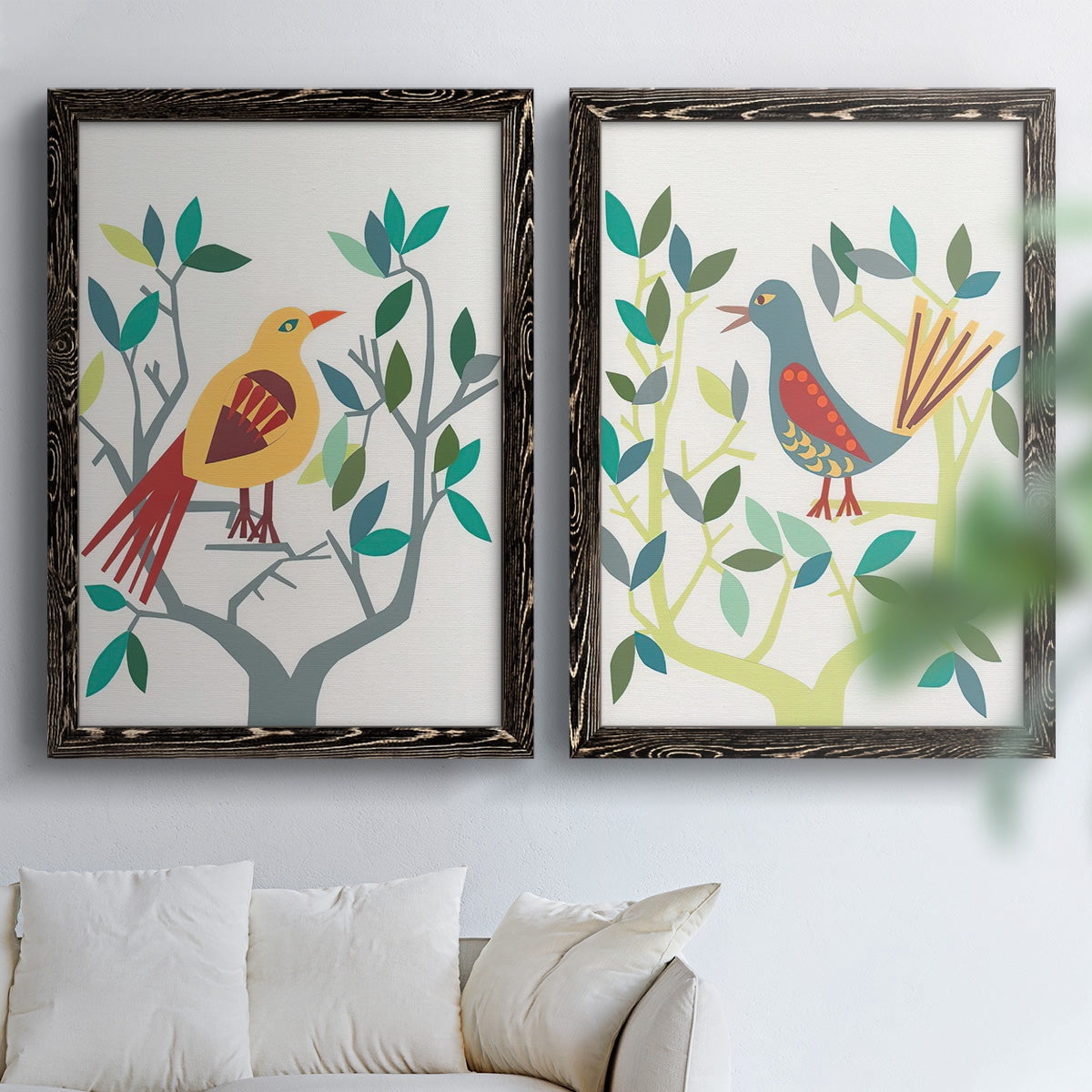 Whitty Bird III - Premium Framed Canvas 2 Piece Set - Ready to Hang