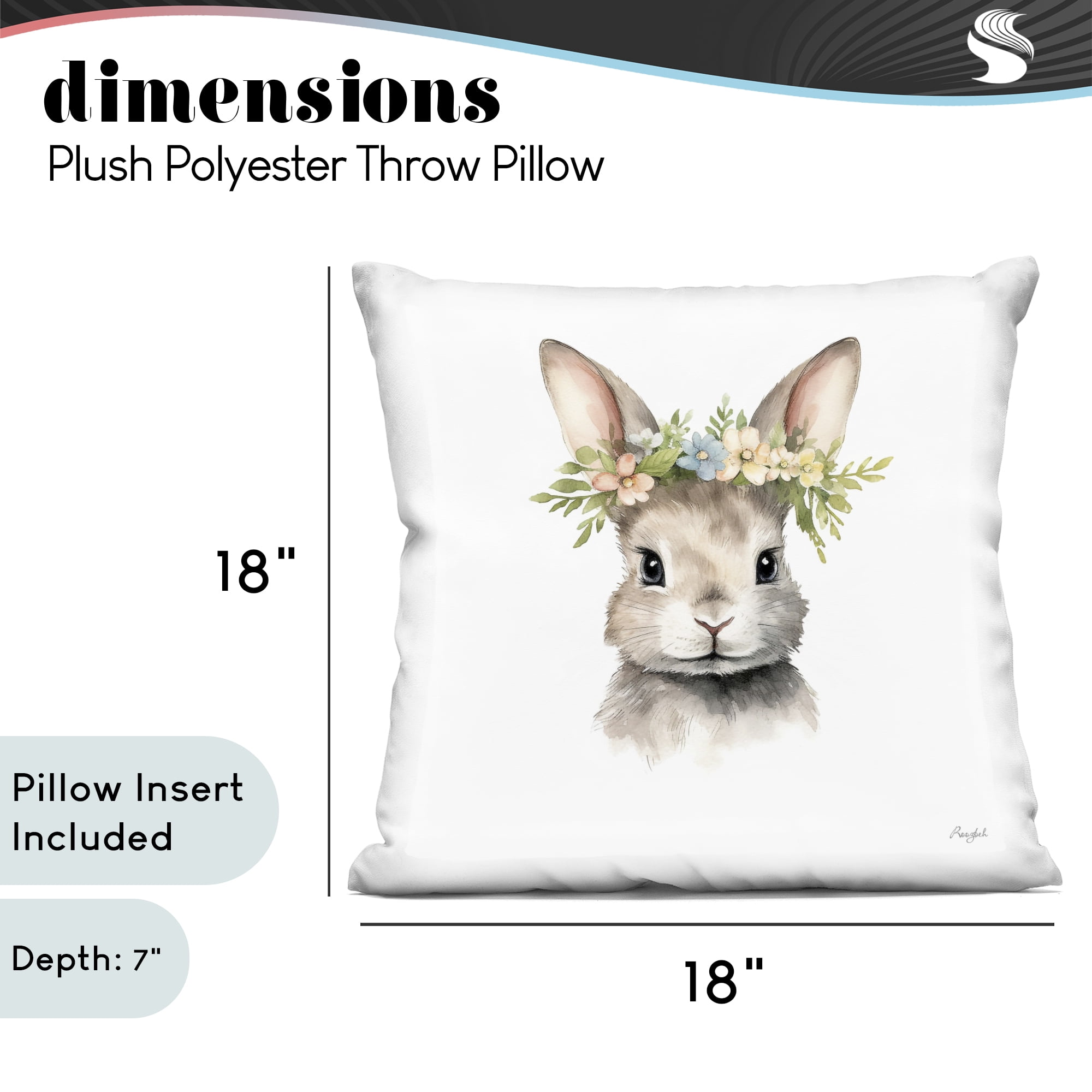 Stupell Industries Woodland Rabbit Flower Crown Decorative Printed Throw Pillow, design by Roozbeh