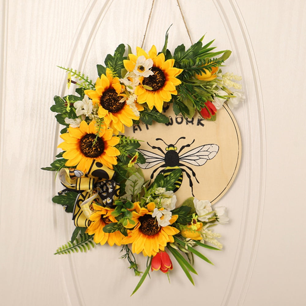 Adorable and bright sunflower wreath that would brighten up any home Get your spring decor started with this beautiful sunflower wreath.