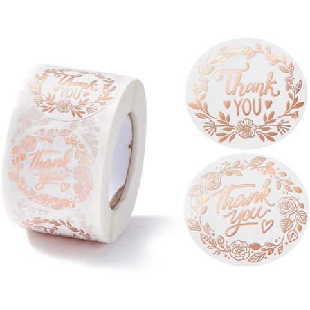 Thank You Stickers Gift Tag Adhesive Labels DIY Projects Art Supplies Plants Pattern Round Paper 4.2cm 500pcs/roll