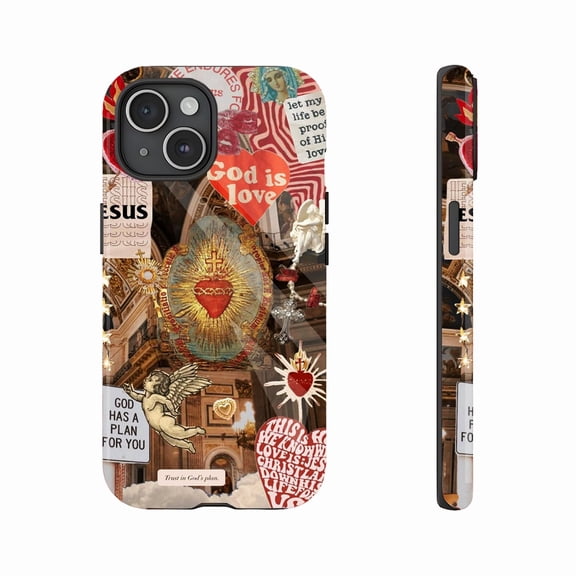 Eye-Catching Christian Faith Phone Case with Jesus God's Love Angels Bible Verses for Devout Believers Plus Size Compatible with iPhone 11/12/13/14/15/16 Pro Max Plus