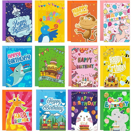 12 Sets Kids Happy Birthday Cards Cartoon Animal Birthday Cards Assorted  Styles Birthday Greeting Card with Envelopes Colorful Birthday Present for  Kids Friends, 4 x 6 Inch, 12 Designs | Walmart Canada