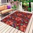 thumbnail image 4 of Outdoor Rug 3x5 ft Red Boho Floral Outdoor Large Area Rug Non Slip Rubber Vintage Abstract Flower Front Door Mat RV Rug Camping Carpet Patio Outdoor Rugs for Backyard Balcony Deck Porch Indoor, 4 of 9