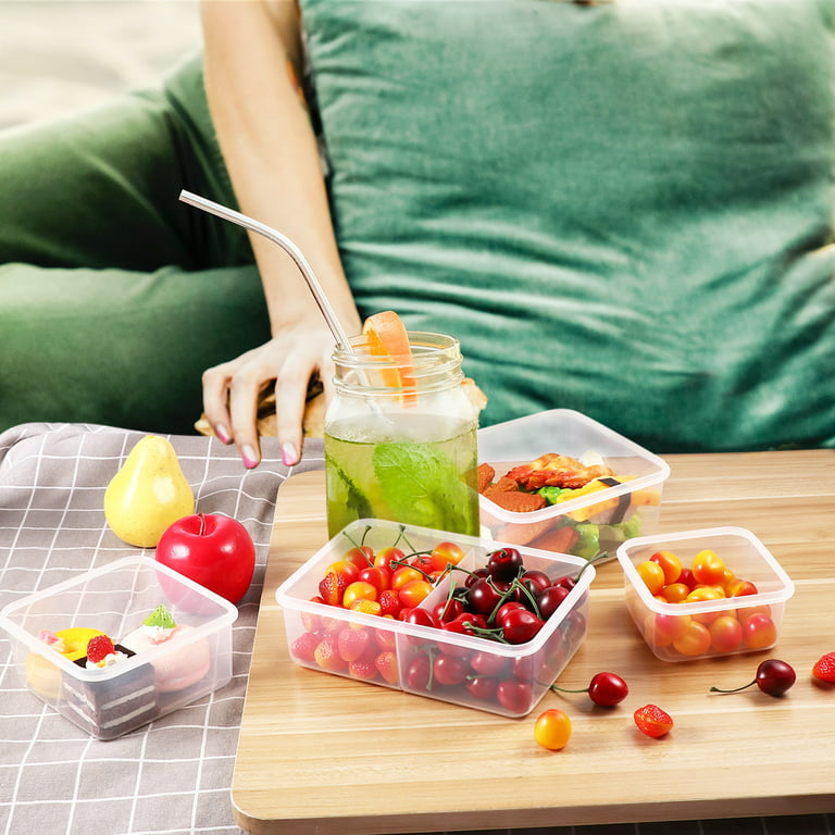 Glass Lunch Box with Wood Cover Household Transparent Fruit Bowl Portable  Microwave Bento Box Students Picnic