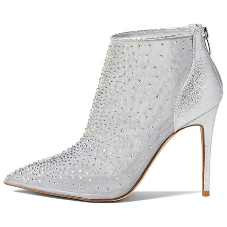 

Nine West For Now P2 Silver Mesh Pointed Toe Formal Dress Bootie Pump Boots (Silver Mesh 8.5)