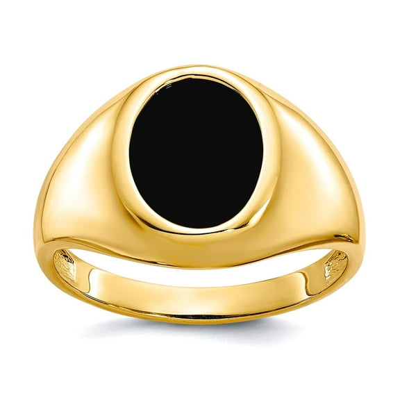 10k Yellow Gold Satin Polished Simulated Onyx Mens Ring Size 10 Ring for Men