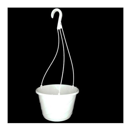 10" Hanging Basket - Contempo Swirl Planter - Outdoor Flower Pots with Drainage & Hanger - Plastic Hanging Baskets for Plants - Green or White