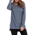 thumbnail image 2 of Sudadera de Mujer de Color Liso con Cuello Redondo, Larga y Abertura Frontal Corta y Trasera Larga Azul M, 2 of 9