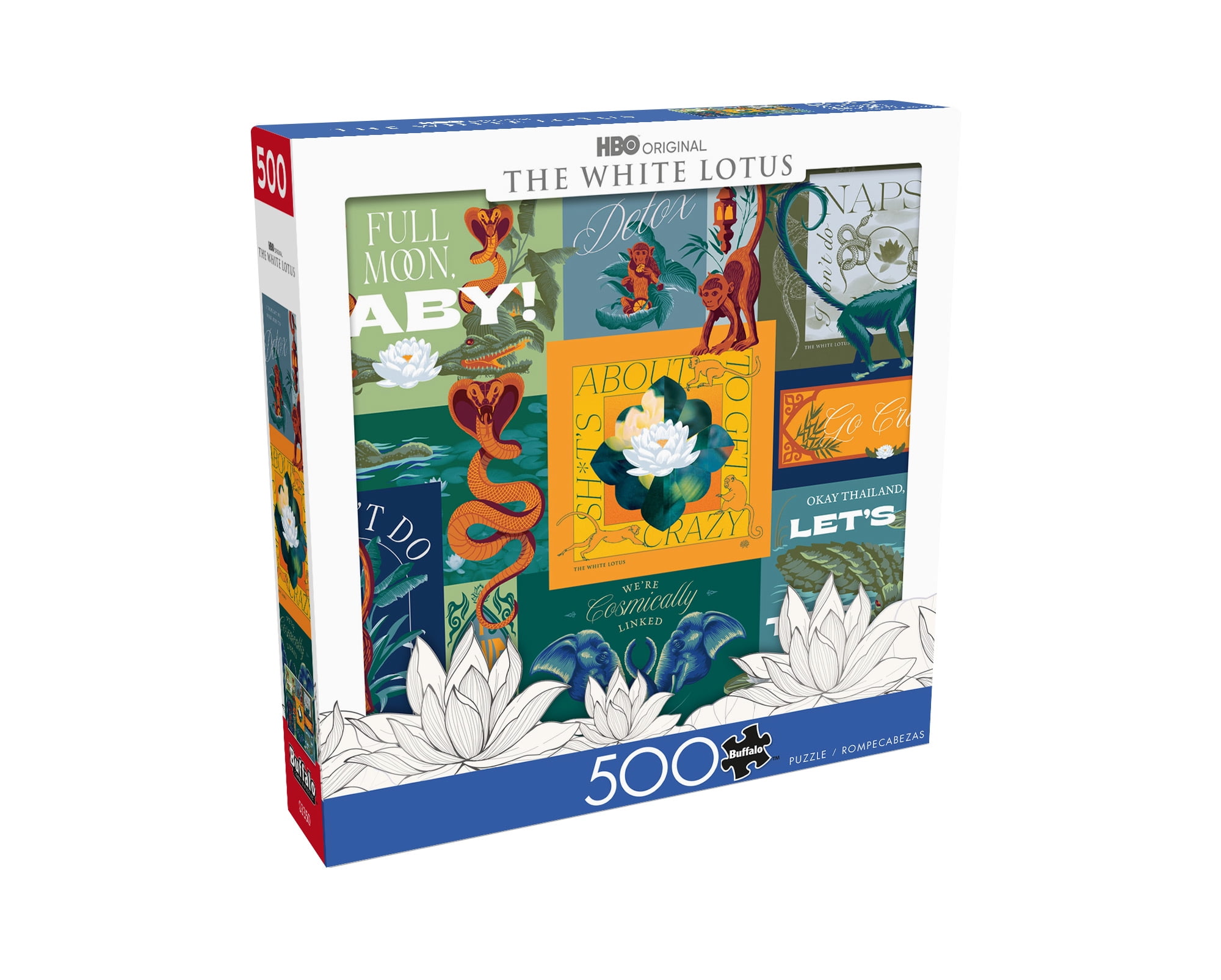 Buffalo Games White Lotus Collage Puzzle de 500 pièces pour adultes de 14 à 99 ans