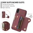 thumbnail image 2 of Wallet Case for iPhone XR, Classic Lychee Texture PU Leather Purse Case with Accordion Card Slots, Protective Crossbody Flip Cover with Zipper Shoulder Strap Lanyard for iPhone XR, Winered, 2 of 8
