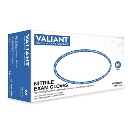 

Valiant N3200 Nitrile Exam Gloves Single Use Only Fingertip Textured Cornflower Blue Medium 200 Per Box