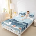 thumbnail image 4 of Homewish Kawaii Cartoon Whale Queen Sheet Sets for Teens, Marines Ocean Waves Flat Sheet, Blue Marine Sky Queen Fitted Sheet, Lightweight Room Decor, 4pcs, 4 of 7