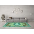 thumbnail image 3 of Ahgly Company Machine Washable Indoor Round Abstract Turquoise Blue Modern Area Rugs, 7' Round, 3 of 4