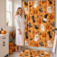 thumbnail image 6 of Halloween Bathroom Decor 4 Piece Set, 71 X 71 Inch Waterproof Shower Curtain, Non Slip Absorbent Bath Mats, Cute Halloween Pumpkin Skeleton Print for Home Halloween Party Decor, 6 of 7