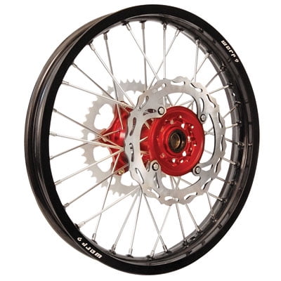 Warp 9 Complete Wheel Kit - Rear 18 x 2.15 Black Rim/Red Hub/Silver Spokes and Nipples for Honda CR250R 2000-2007