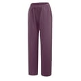 thumbnail image 5 of CENGNIAN Women's Plus Pull On Sweatpants,Cotton Linen Baggy Trousers For Women,Ladies Lightweight Breathable Pants with Pockets,Purple,Size XXL, 5 of 5