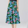 thumbnail image 4 of WTOBBY Women's Summer Floral Print Drawstring Skirt Elastic Waist Maxi Skirt Lightweight Beach Skirt Flowy Tiered Boho Long Skirt with Waist Tie and Pockets,Sky Blue XL, 4 of 4