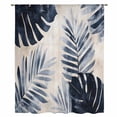 thumbnail image 2 of Navy Blue Palm Leaves Sheer Curtains 54 Inches Long, Tropical Botanical Retro Light Filering Curtains, Breathable Simi Curtain Privacy Drapes for Kitchen Bathroom Lightweight Small Window Treatment, 2 of 9