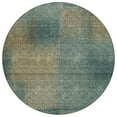 thumbnail image 2 of HomeRoots 584304 8 ft. Round Abstract Washable Indoor & Outdoor Area Rug, Teal Blue, Brown & Taupe, 2 of 5