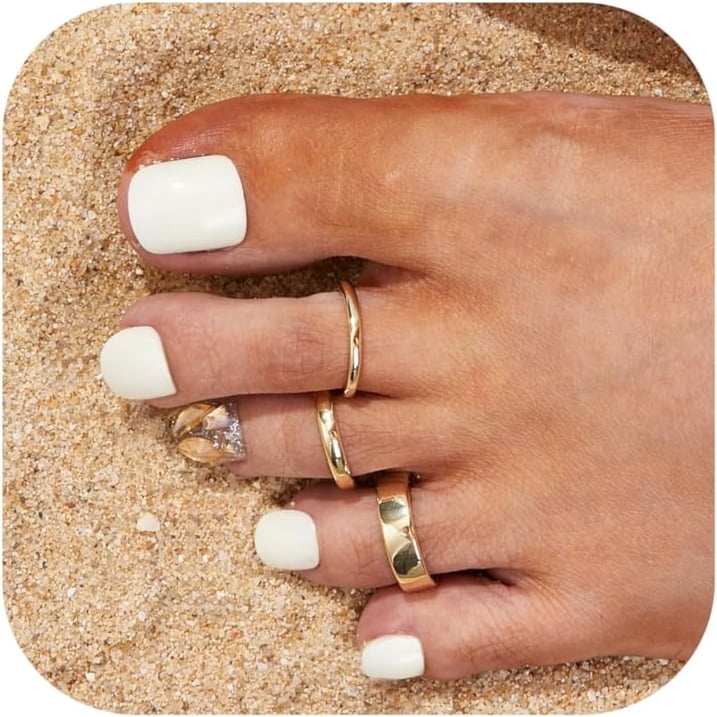 3 Pcs Toe Rings Women Non Tarnish 14K Gold Filled Daisy Flower CZ Band Adjustable Beach Jewelry