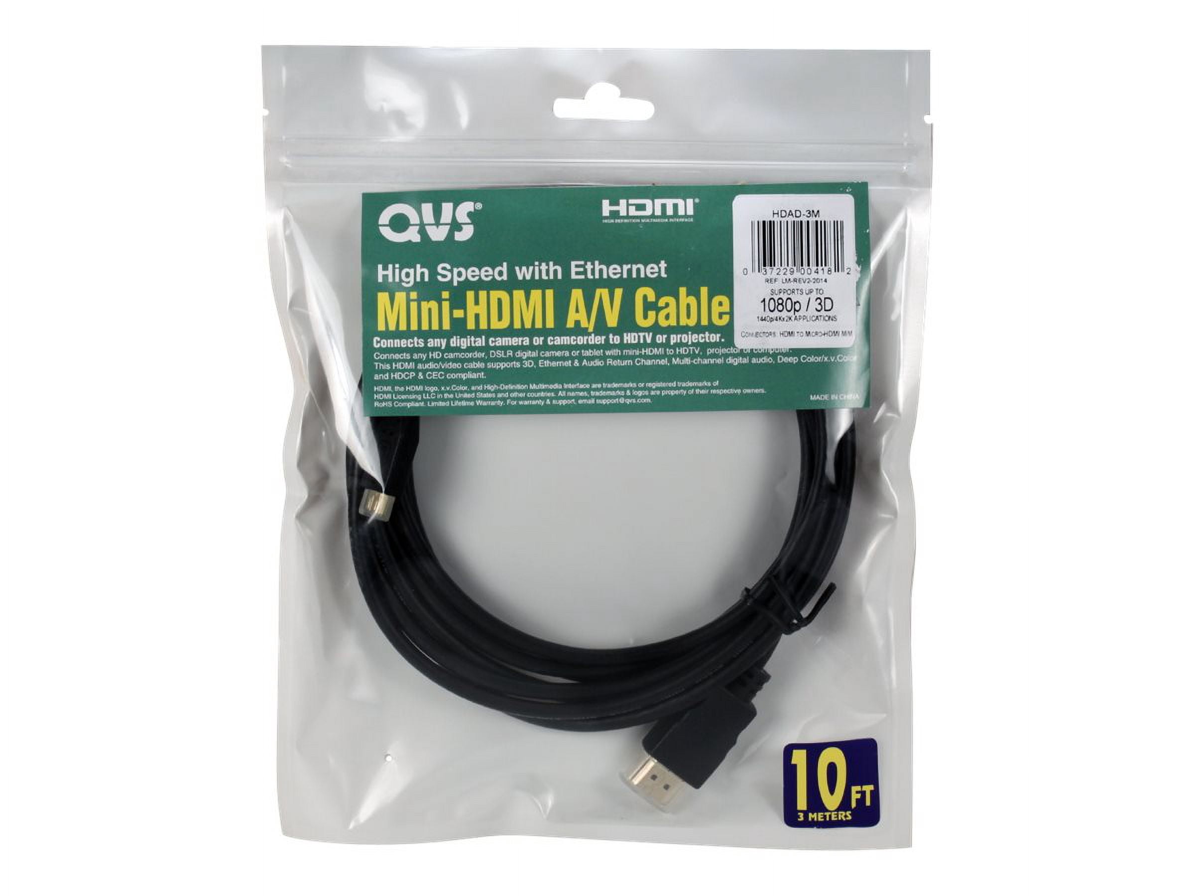 QVS HDAD-4.5M 4.5 meter High Speed HDMI to Micro-HDMI Cable with Ethernet