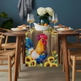 thumbnail image 2 of Farmhouse Rooster Table Runner - 90 Inch Long, Kitchen Dining Table Runner Dresser Scarves, Retro Botanical Sunflower Floral Wood Farmhouse Decor for Coffee Tables Wedding Party Banquet, 2 of 8