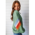 thumbnail image 3 of Women's Moonlight Jade Rainbow Striped Sleeve Crew Neck Loose Fit Sweatshirt - [ZhiHiMeRi] | (US 12-14)L, 3 of 12