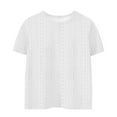 thumbnail image 3 of Girls Eyelet Tops Cute Summer Short Sleeve Tops Kids Fashion Embroidery Crewneck Hollow Out Shirts, 3 of 5