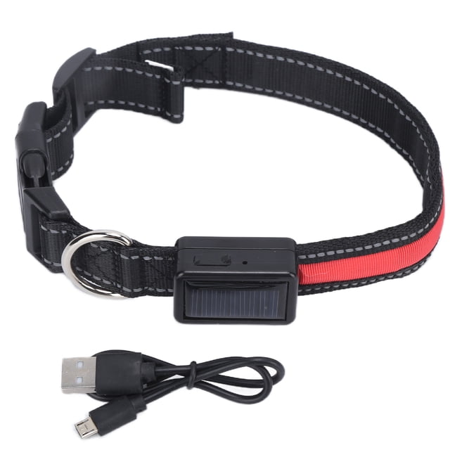 Collar de perro LED, Collar luminoso Solar recargable por USB, Collar iluminado ajustable para perros grandes, medianos y pequeños