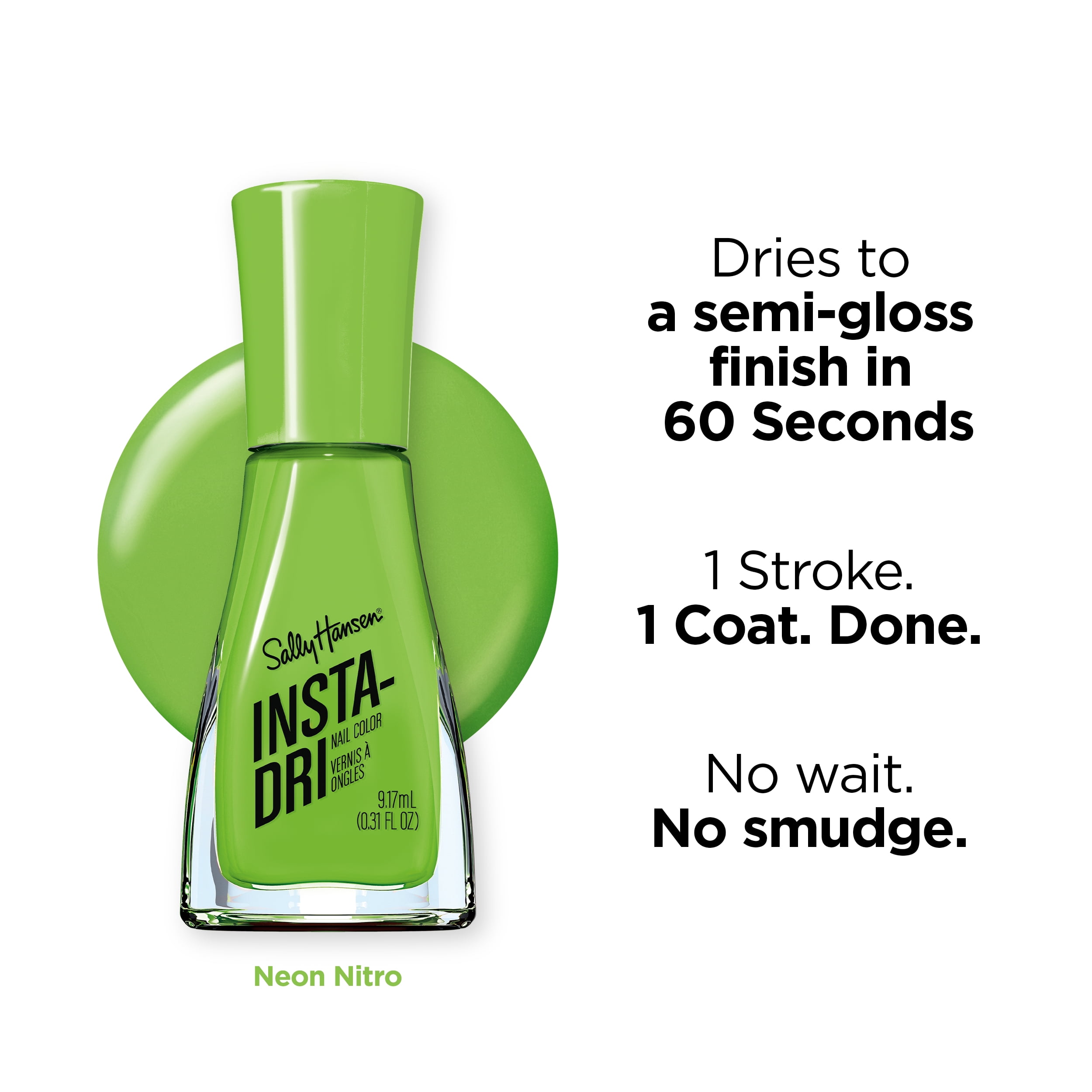 Sally Hansen Insta-Dri Neon Nitro Quick-Drying Nail Polish, Electric Feels, 0.31 fl oz