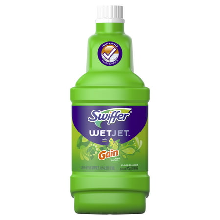 Swiffer WetJet Multi-Purpose and Hardwood Liquid Floor Cleaner Solution Refill, with Gain Scent, 42.2 fl