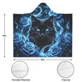 thumbnail image 3 of Rose Black Cat Wearable Blanket Hoodies for Women Men Adults Cat Lovers Soft Cozy Blue Roses Cats Hooded Blankets for Travel Home Decor Birthday Gifts 50×60 Inch, 3 of 5