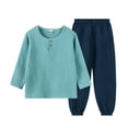 thumbnail image 2 of hoksml Boys Cotton Loungewear Set, Long Sleeve Henley Shirt and Jogger Pants, Kids 2-Piece Casual Outfit, 2 of 5